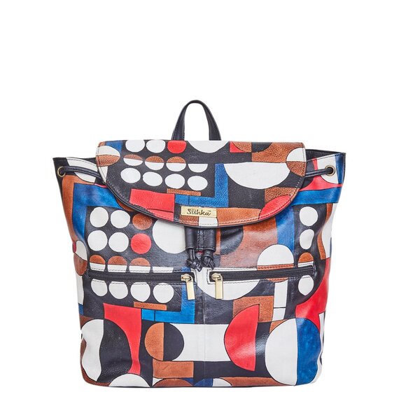 Hand-Painted Leather Backpack for Women– Daypack & Flap Drawstring Closure - Picture 1 of 7